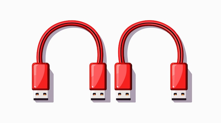 Vector professional usb cable line in trendy flat design vector illustration