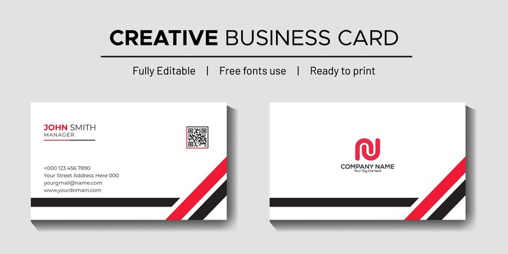 Vector professional vector business card template red and dark color theme