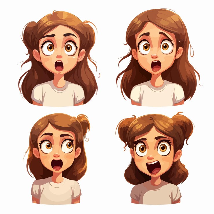Vector professional vector illustration of a girl with two expressions