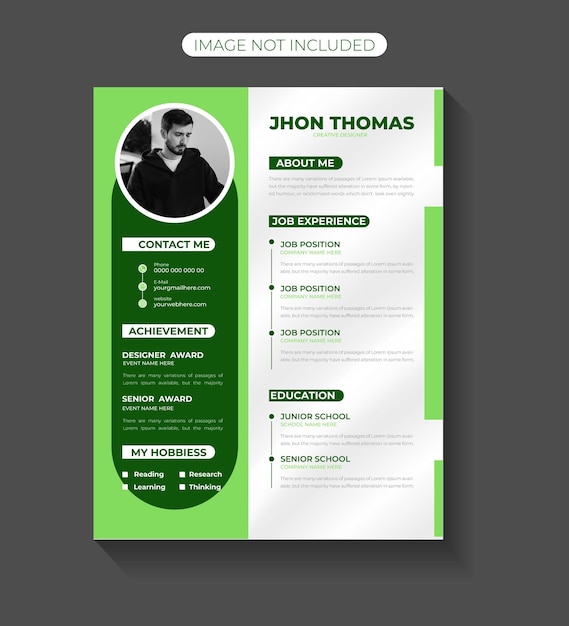 Professional vector minimalist cv template