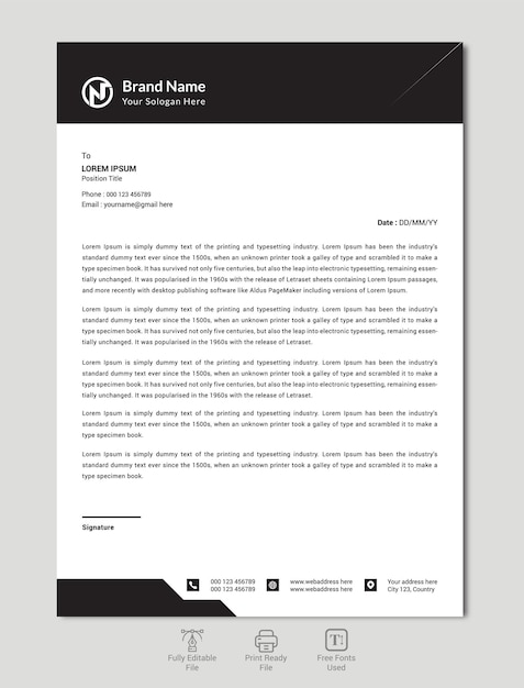 Vector professional vector modern and corporate letterhead template