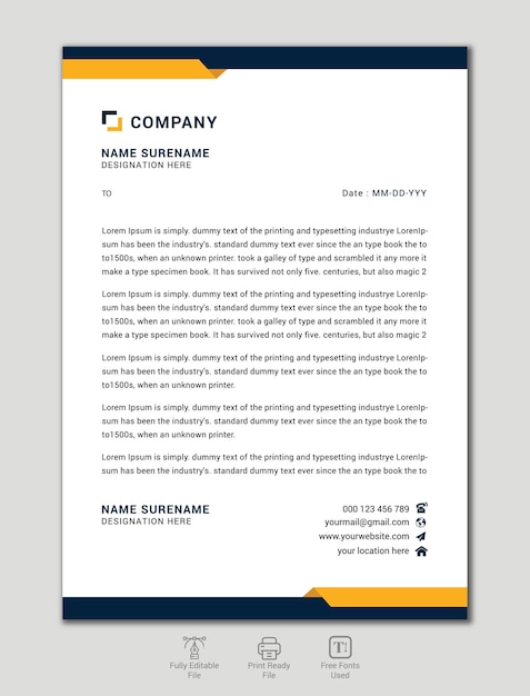 professional Vector modern and corporate letterhead template