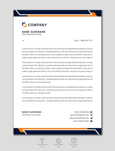professional Vector modern and corporate letterhead template
