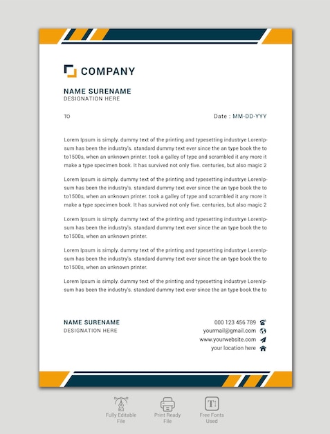 professional Vector modern and corporate letterhead template