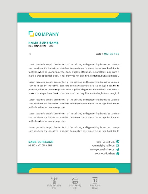 professional Vector modern and corporate letterhead template