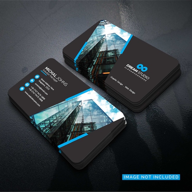 Vector professional visit card with photo of city