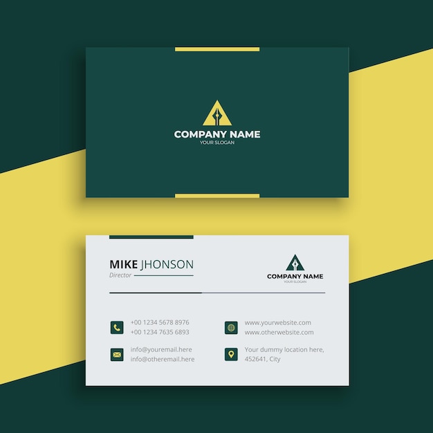 Professional white and green modern business card design template10