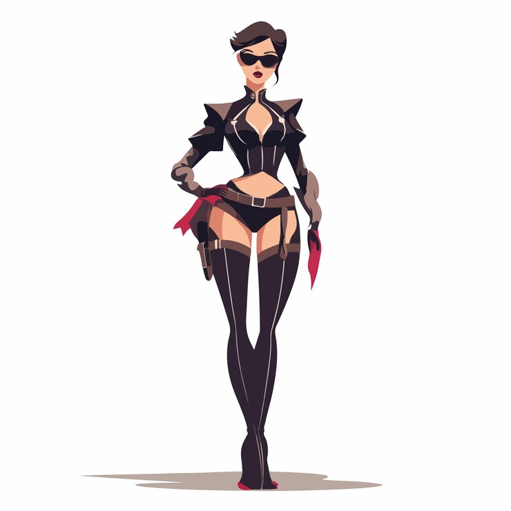 Vector professional woman cosplay style vector illustration isolated