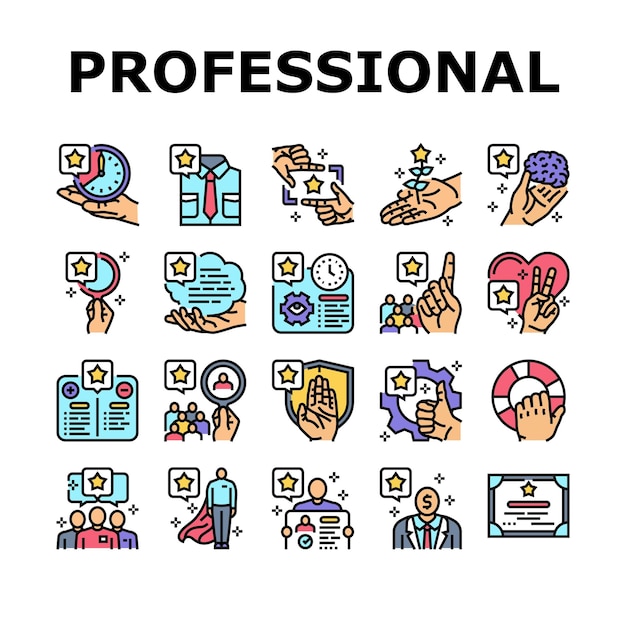 Professional worker person job icons set vector