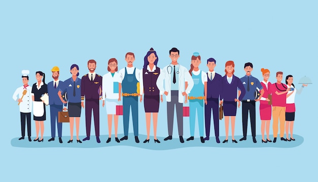 Premium Vector | Professional workers labor day cartoons