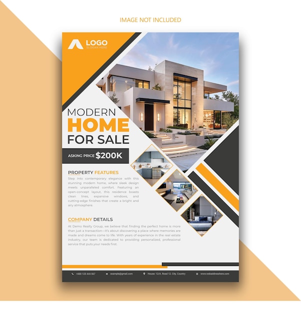 Professional Yellow Home Sale Flyer Brochure Design Corporate A4 Stijlvolle bewerkbare sjabloon