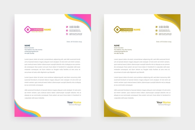 Professioneel creatief briefpapier kleurrijk ontwerp voor uw bedrijf