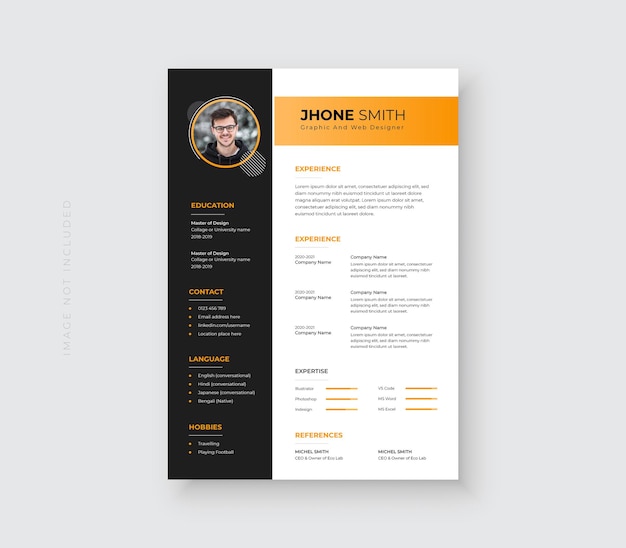 Vector professioneel curriculum vitae of cv-sjabloonontwerp