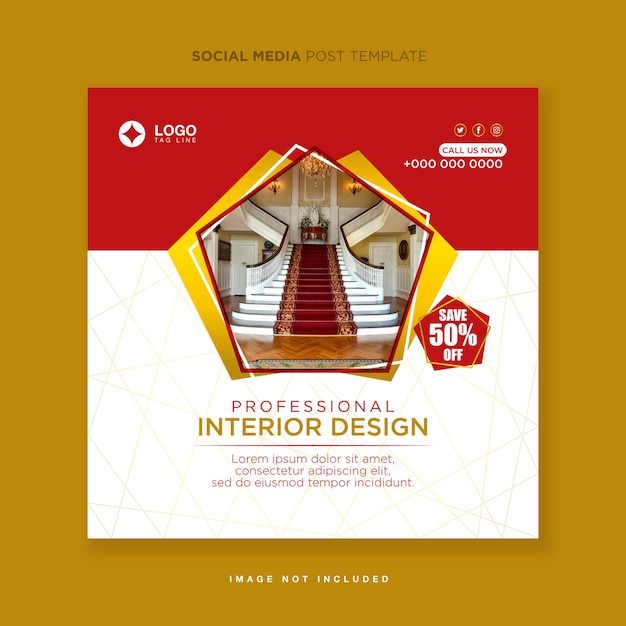 Professioneel interieur Social Media Post sjabloonontwerp