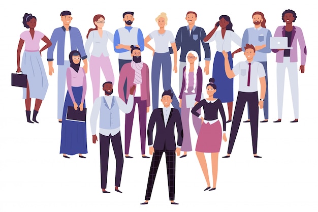 Professioneel mensenteam. Groep van bedrijfspersonen, samenleving leiderschap en kantoorpersoneel menigte illustratie