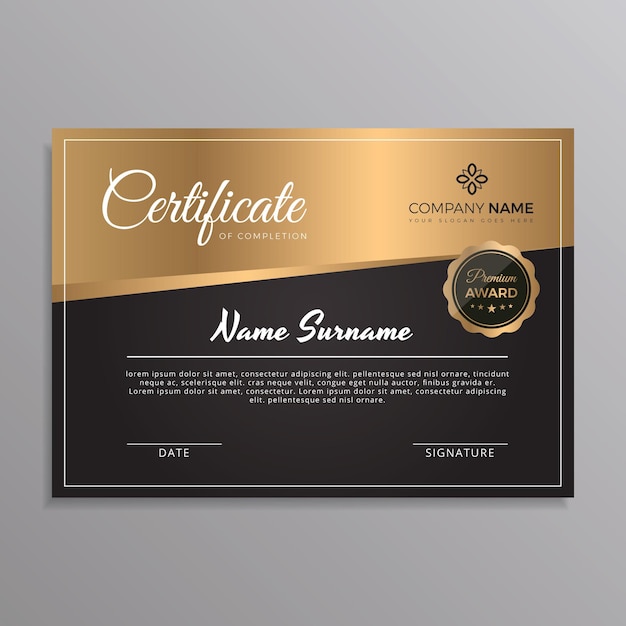 Vector professioneel schoon luxe certificaat prestatie sjabloon elegant ontwerp