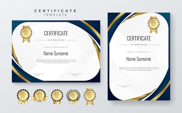 Professioneel wit goud en donkerblauw Certificate Certificate Of Appreciation Template Design