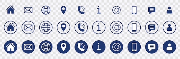 Professionele Contact Ons Icon Set voor het web