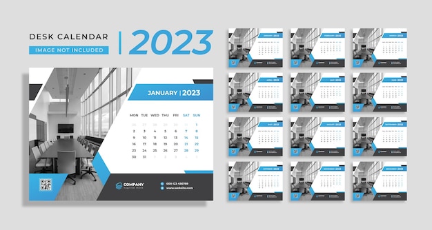 Professionele creatieve bureaukalender 2023 ontwerpsjabloon