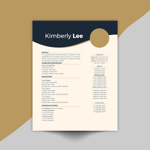 Professionele CV- of cv-ontwerpsjabloon schoon en modern met minimaal ontwerp