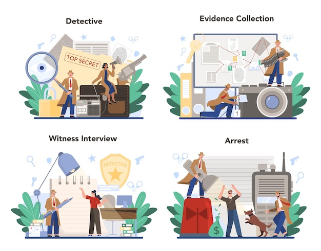 Vector professionele detective concept set