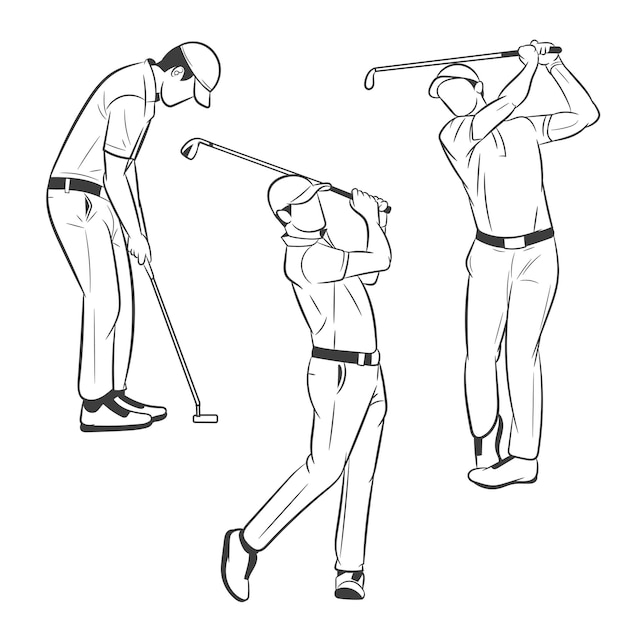 Vector professionele golfspeler die golfspeler mannelijke vectorillustratie speelt