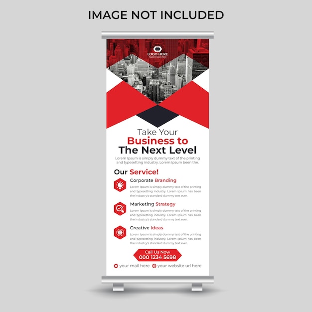 Professionele moderne corporate business roll-up banner standee ontwerpsjabloon