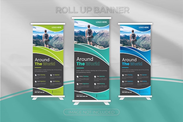 Vector professionele moderne zakelijke roll-up banner of ontwerpsjabloon