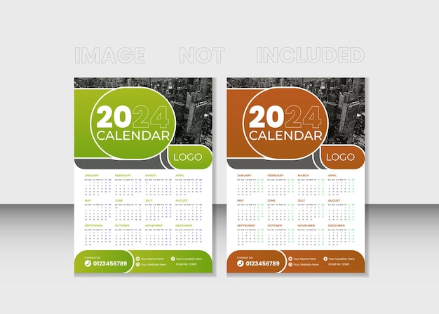 Vector professionele muurkalender amp bureaukalender ontwerp sjabloon 2024 maandelijkse kalender