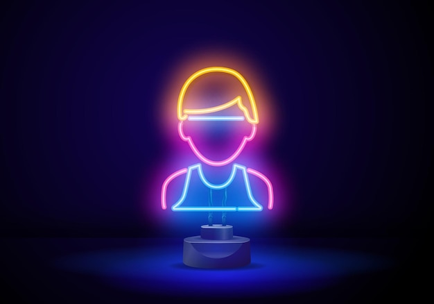 Professionele neon tennisser illustratie lichte lineaire neon tennisser op een zwarte achtergrond tennis game equipment neon light sign vector gloeiend helder pictogram racket en tennisveld