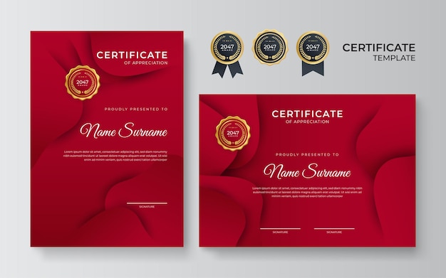 Professionele ontwerpsjabloon voor roodgouden certificaat