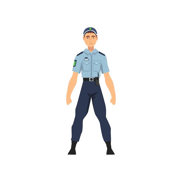 Professionele politieagent in uniform beveiligingspolitieagent vector illustratie