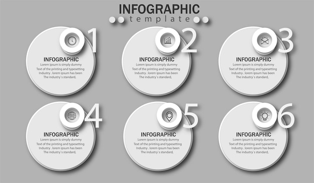 Professionele sjabloon infographic met 6 stappen