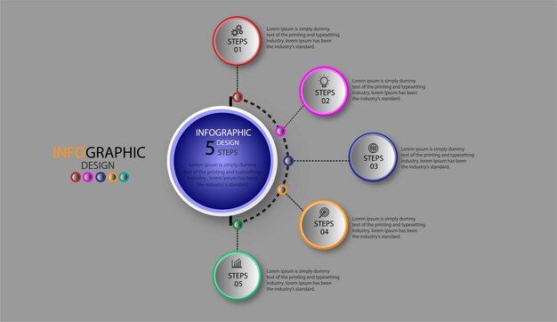 Professionele sjabloon infographic met 6 stappen