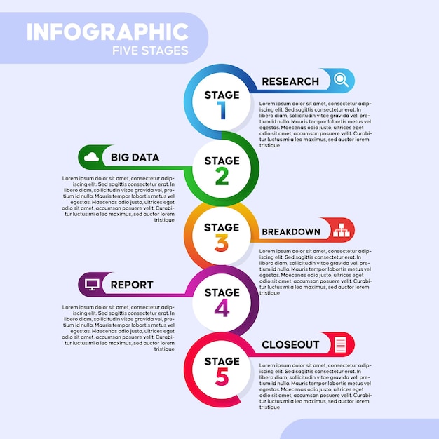 Professionele stappen infographic sjabloon