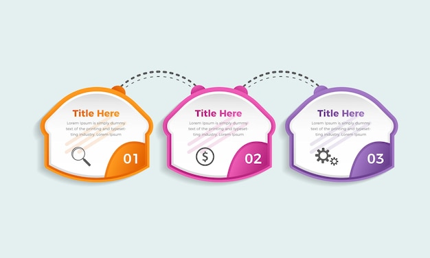 Professionele stappen zakelijke infographic sjabloon, drie stappen kleurrijke infographic elementen
