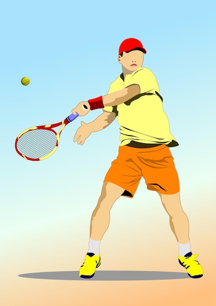 Professionele tennisspeler die een voorhandslag slaat tijdens een wedstrijd