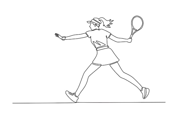 professionele vrouwelijke tennisspeler die een goed spel heeft op een buitenbaan