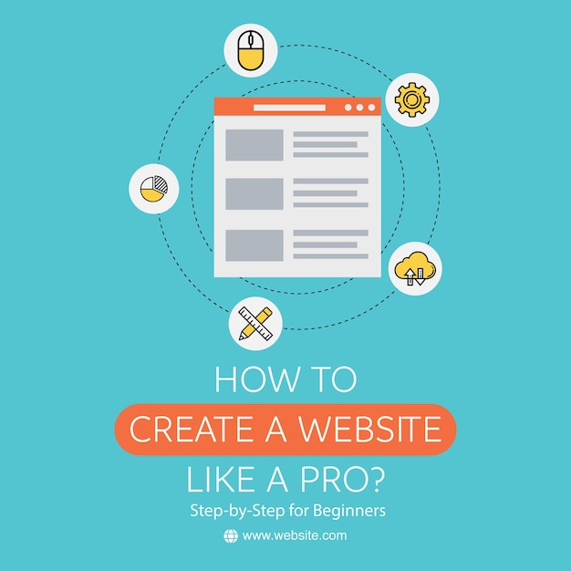 professionele websitemaker voor beginners op sociale media en infographic-ontwerpsjabloon