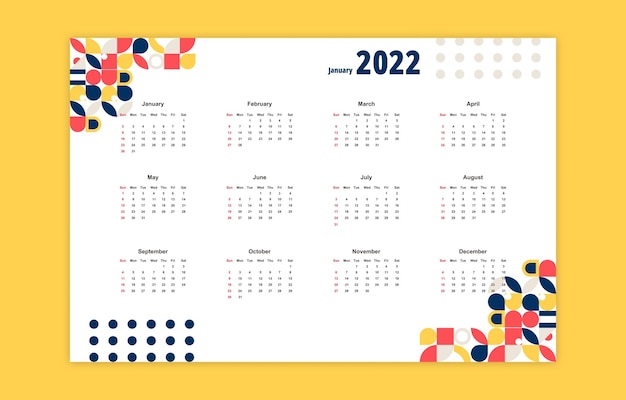 Professionele zakelijke 2022 kalender in geometrische stijl