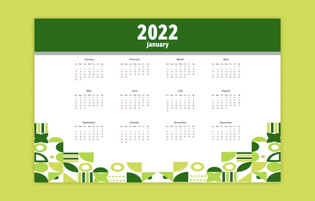 Professionele zakelijke 2022 kalender in geometrische stijl
