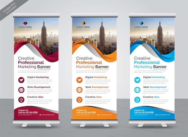 Professionele zakelijke kleurrijke roll-up banner ontwerpsjabloon