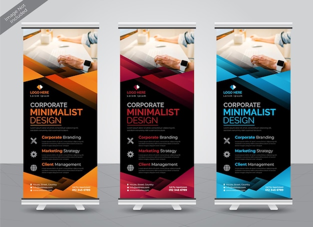 Professionele zakelijke kleurrijke roll-up banner ontwerpsjabloon