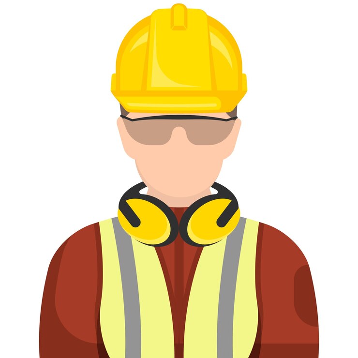 Vector professionele zware industrie ingenieur werknemer dragen veiligheid uniform bouwvakker icoon vector illustratie eps 10