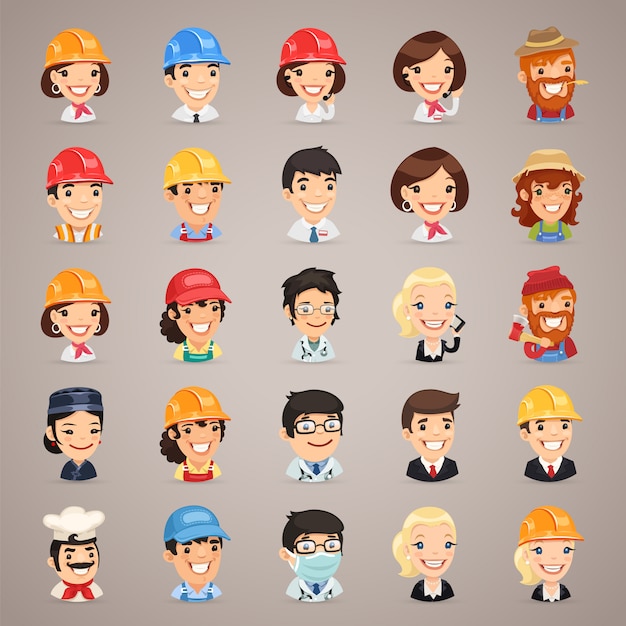 Professions Vector Characters Icons Set