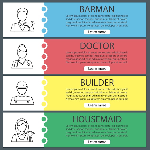 Professions web banner templates set