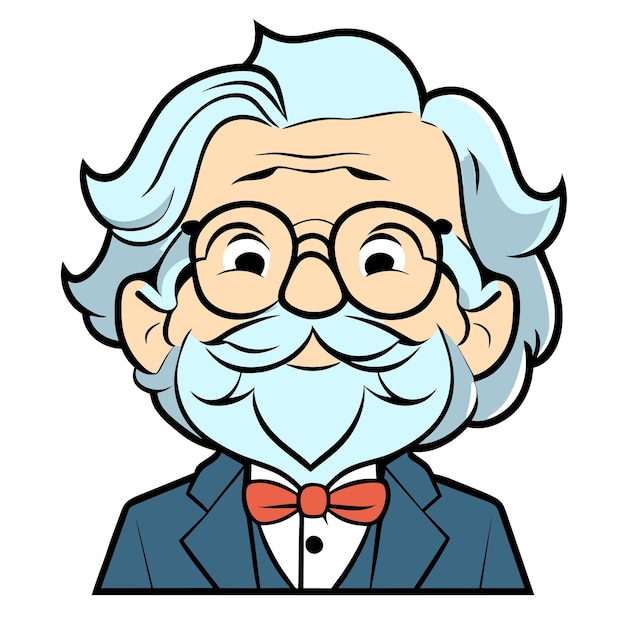 Vector professor doctor old man beard hand drawn cartoon sticker icon concept isolated illustration