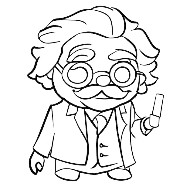 Professor doctor old man with glasses hand drawn cartoon sticker icon concept isolated illustration