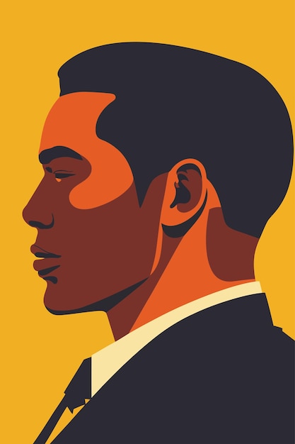 플랫 스타일의 아프리카계 미국인 남자 벡터 그림의 프로필