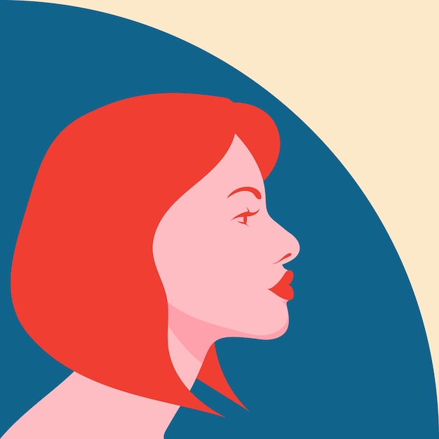 Profile of a beautiful girl vector illustration in flat simple style